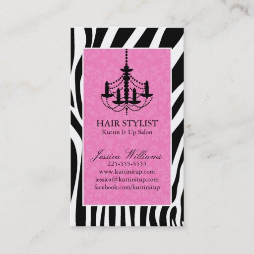 Customizable Zebra &amp; Chandelier Business Card Template