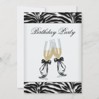 Zebra Chandelier Womans Zebra Birthday Party Invitation