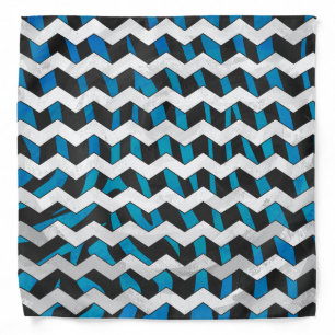 Zebra Chevron Black and Blue Bandana
