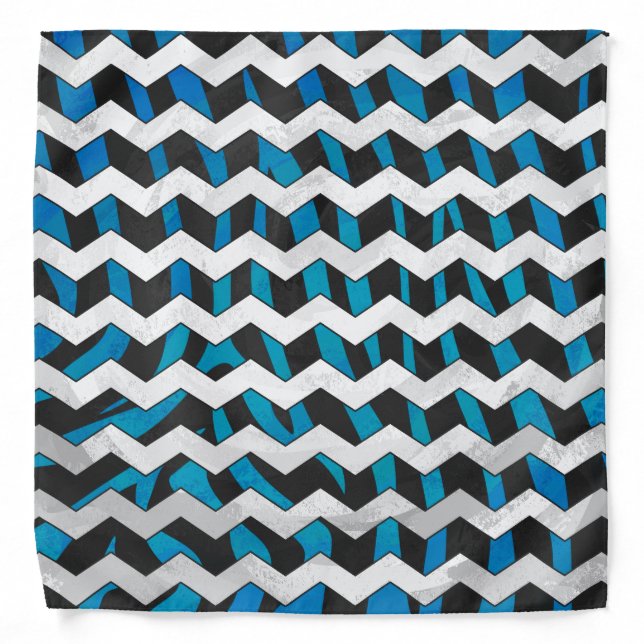 Zebra Chevron Black and Blue Bandana (Front)