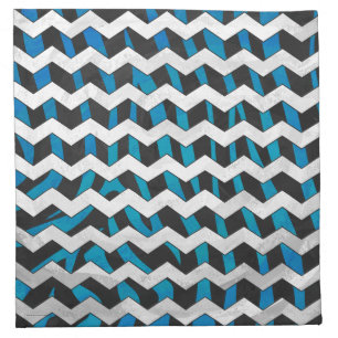 Zebra Chevron Black and Blue Cloth Napkin