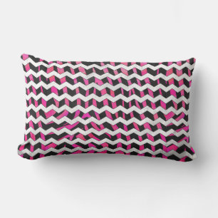 Zebra Chevron Black and Hot Pink Lumbar Pillow