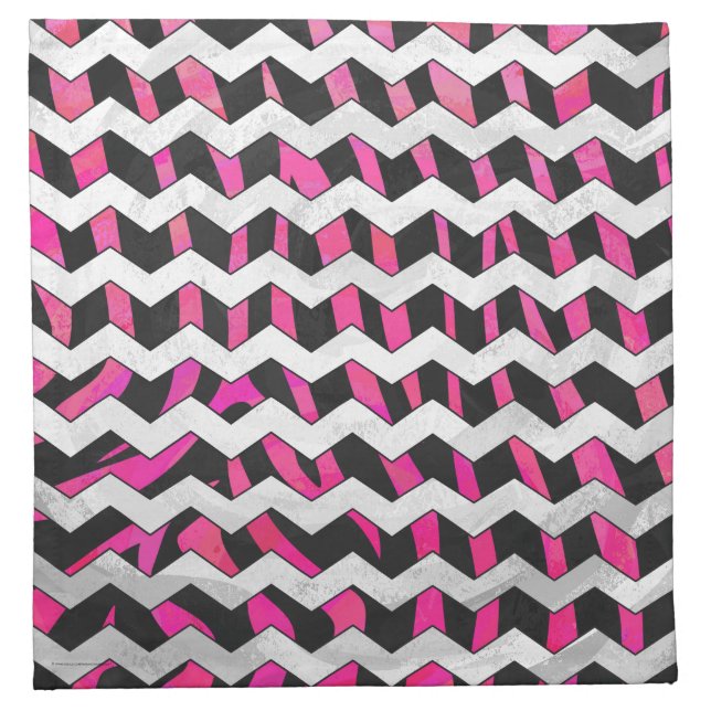 Zebra Chevron Black and Hot Pink Napkin (Front)