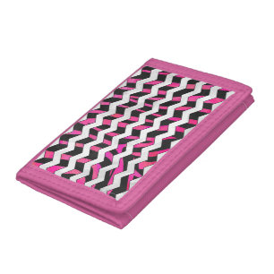 Zebra Chevron Black and Hot Pink Trifold Wallet