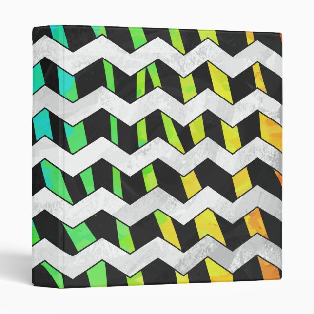 Zebra Chevron Black and Rainbow Print Binder (Front/Spine)