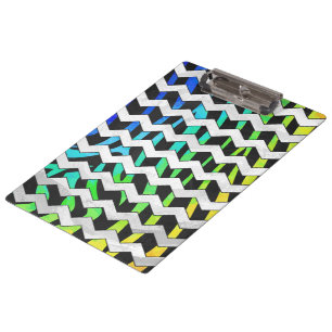 Zebra Chevron Black and Rainbow Print Clipboard