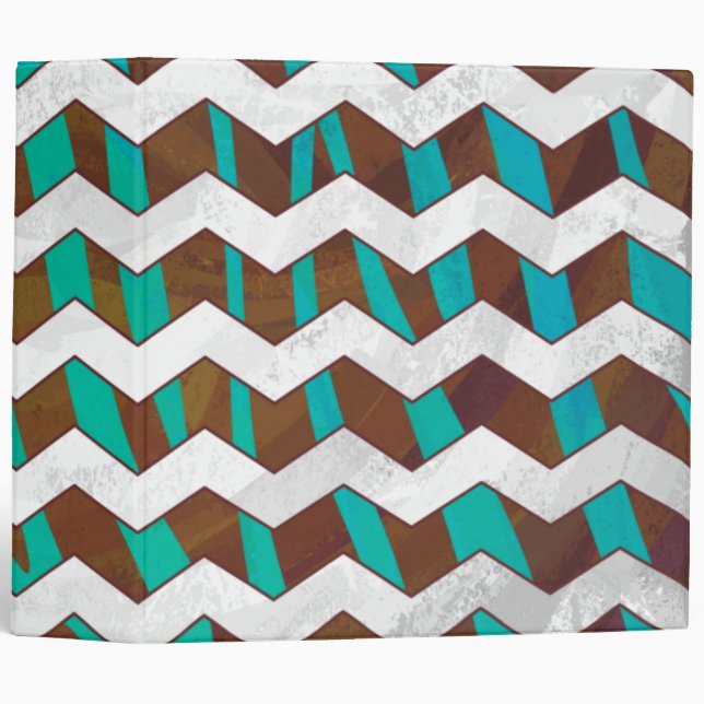 Zebra Chevron Brown and Teal Print Binder (Front/Spine)