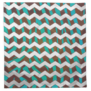 Zebra Chevron Brown and Teal Print Napkin