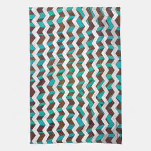 Zebra Chevron Brown and Teal Print Towel
