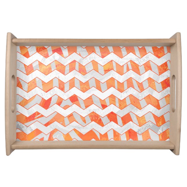 Zebra Chevron Orange and White Serving Tray (Front)