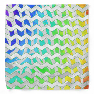 Zebra Chevron Rainbow and White Print Bandana