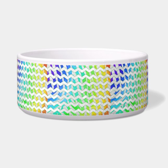 Zebra Chevron Rainbow and White Print Bowl (Right)