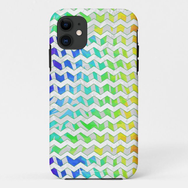 Zebra Chevron Rainbow and White Print Case-Mate iPhone Case (Back)