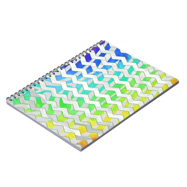 Zebra Chevron Rainbow and White Print Notebook (Left Side)