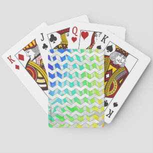 Zebra Chevron Rainbow and White Print Poker Cards