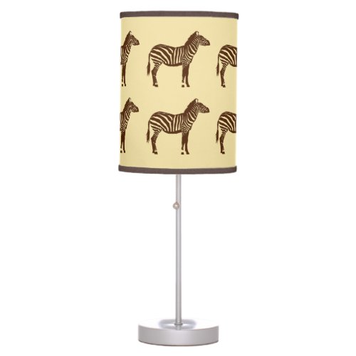 Zebra _ Chocolate Brown and Camel Tan Table Lamp