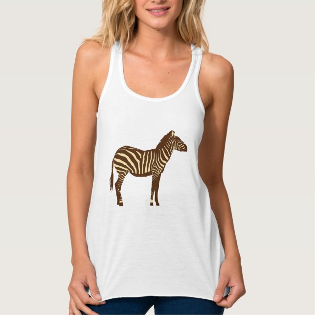 Zebra - Chocolate Brown and Camel Tan Tank Top (Front)