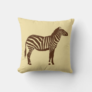Zebra - Chocolate Brown and Camel Tan Throw Pillow