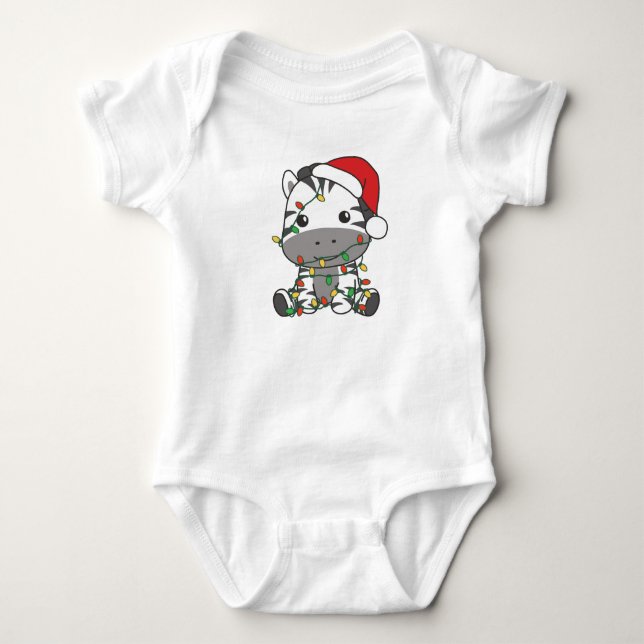 Zebra Christmas Winter Animals Holiday Zebras Baby Bodysuit (Front)
