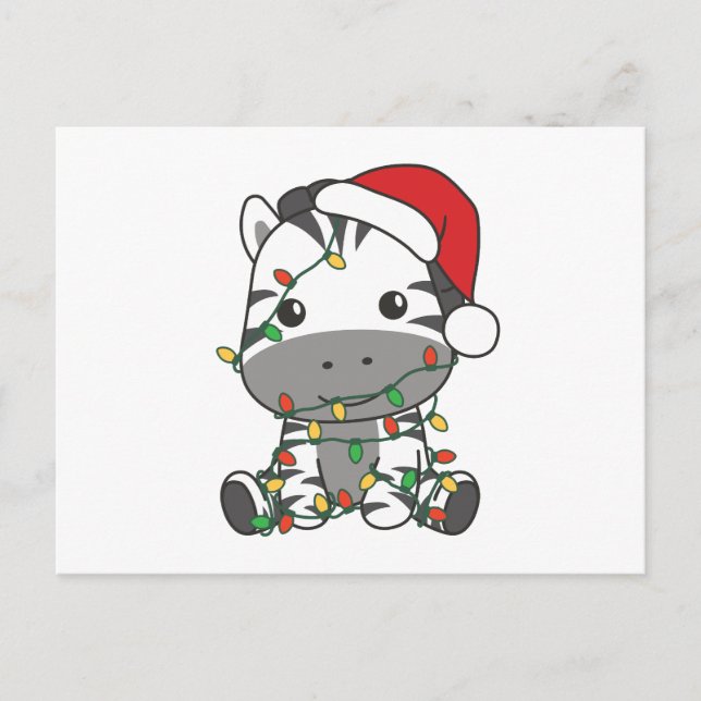 Zebra Christmas Winter Animals Holiday Zebras Postcard (Front)