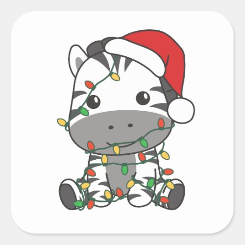 Zebra Christmas Winter Animals Holiday Zebras Square Sticker