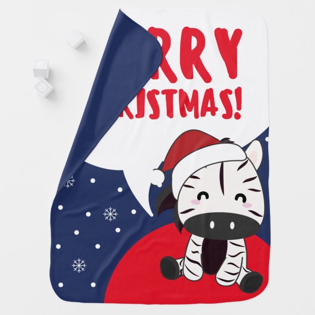Zebra Christmas Zebras Winter Animals Baby Blanket (In Situ)