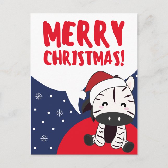 Zebra Christmas Zebras Winter Animals Holiday Post Postcard (Front)