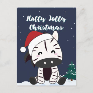 Zebra Christmas Zebras Winter Animals Holiday Post Postcard