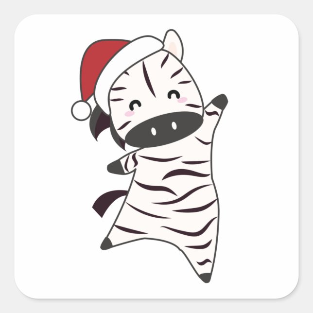 Zebra Christmas Zebras Winter Animals Square Sticker (Front)