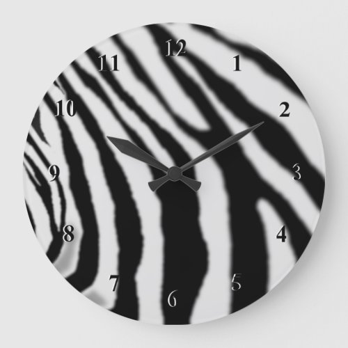 Zebra Clock Black and White Zebras Stripes Design
