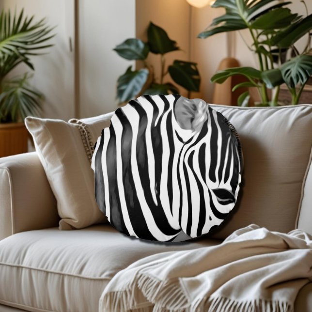 Zebra close up print no2 round pillow (Creator Uploaded)