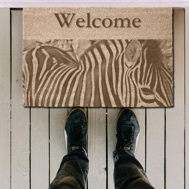Zebra close up print - Welcome Fiber Doormat (Creator Uploaded)
