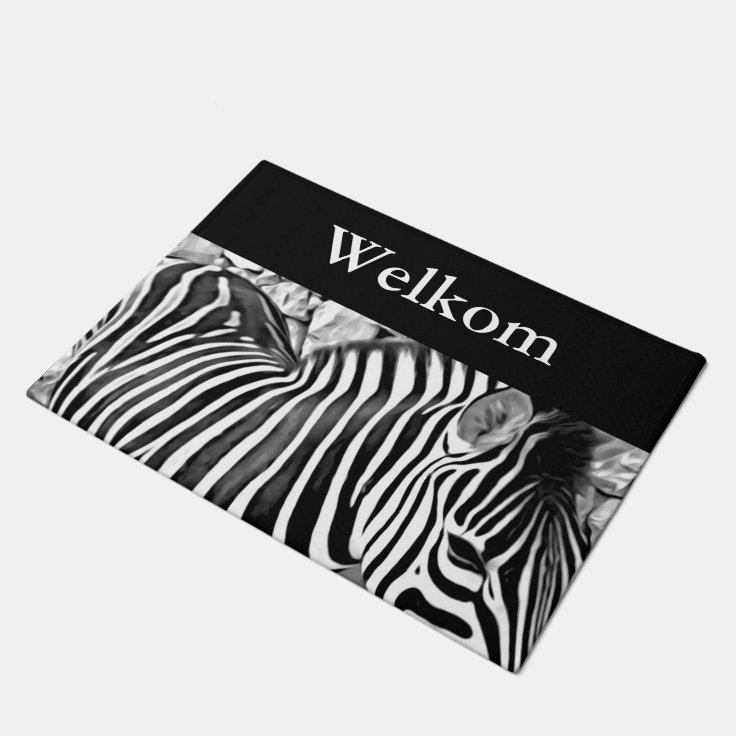 Zebra close up print Welkom Doormat Zazzle