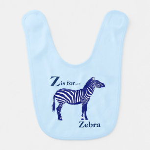 Zebra - Cobalt and Pastel Blue Baby Bib