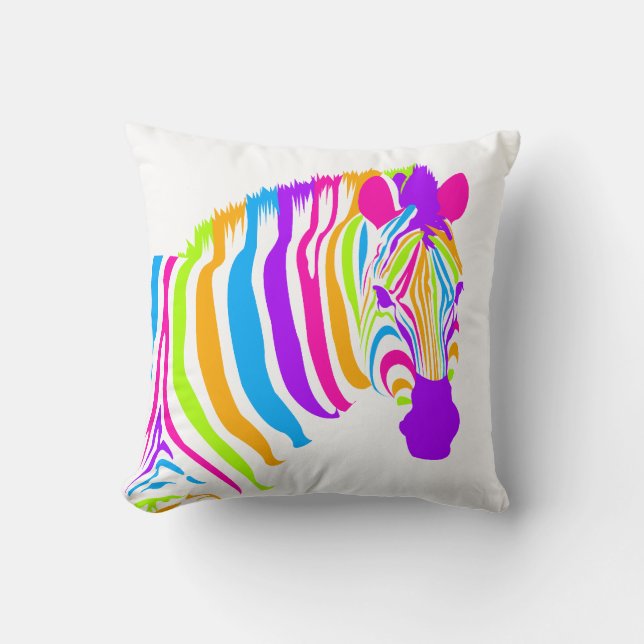 Zebra Color Burst Throw Pillow (Front)