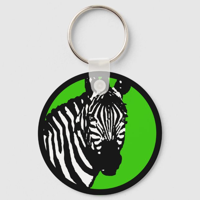 zebra. color customizable circle. keychain (Front)