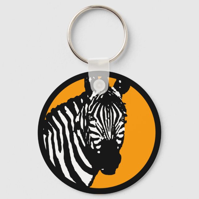 zebra. color customizable circle. keychain (Front)