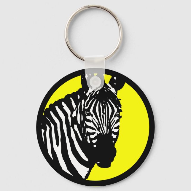 zebra. color customizable circle. keychain (Front)