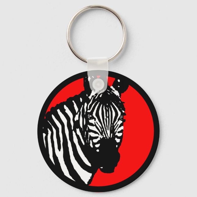 zebra. color customizable circle. keychain (Front)