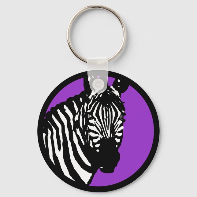 zebra. color customizable circle. keychain (Front)
