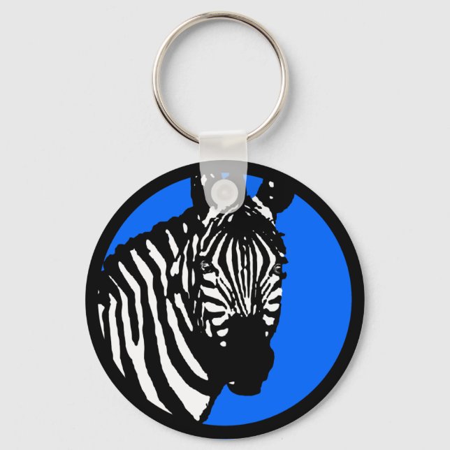 zebra. color customizable circle. keychain (Front)