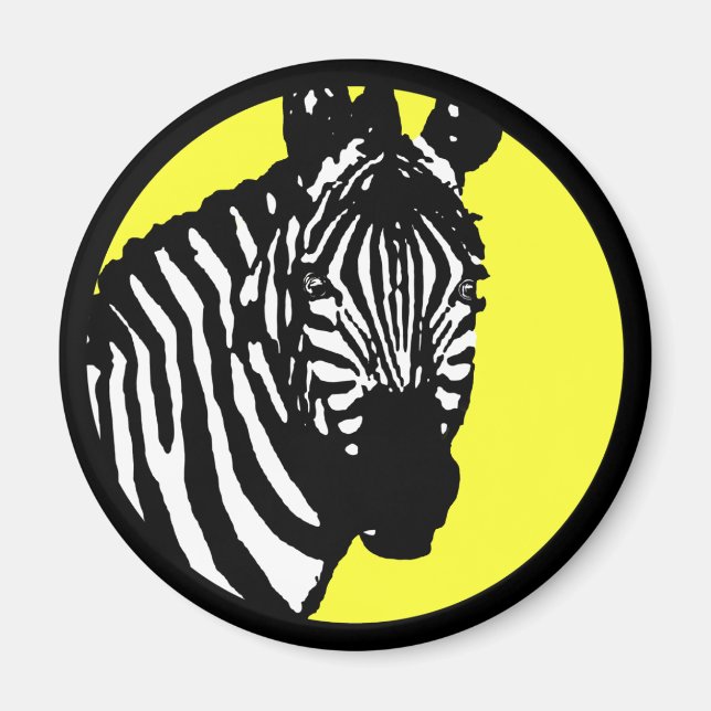 zebra. color customizable circle. magnet (Front)