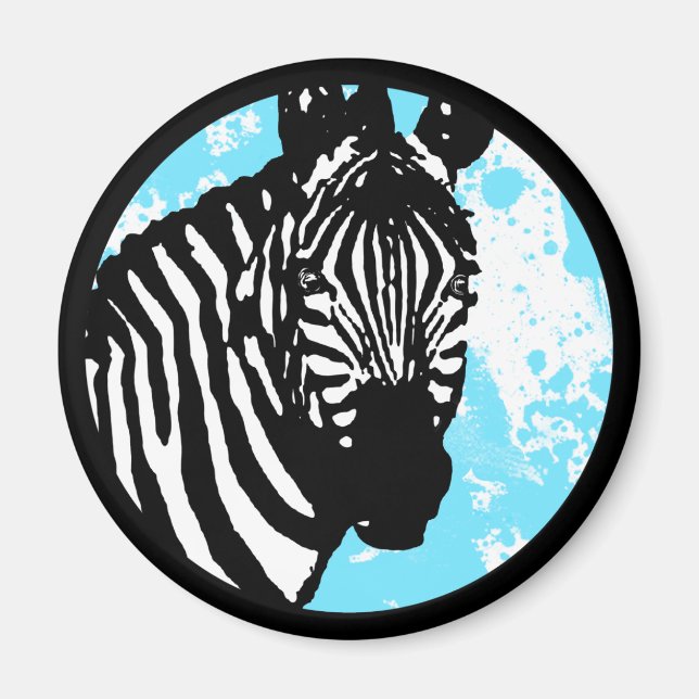zebra. color customizable circle. magnet (Front)