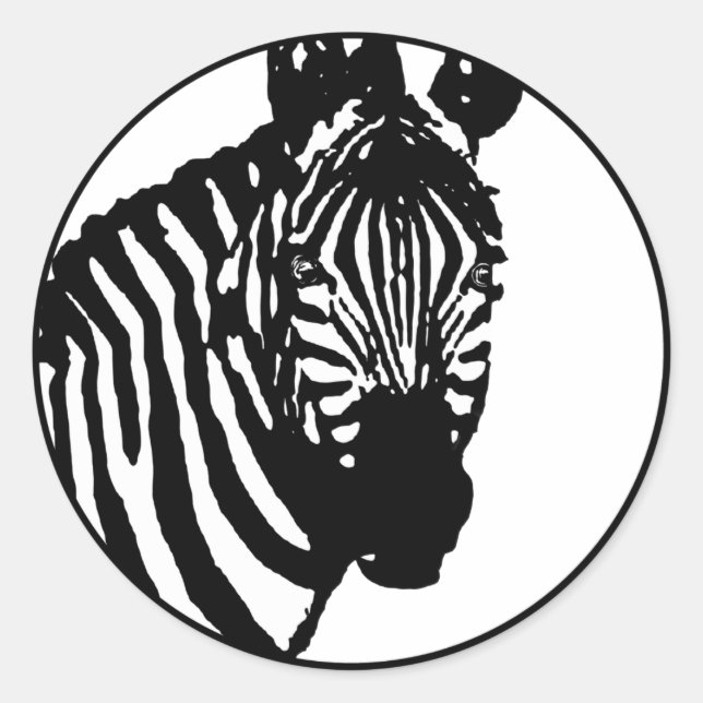 zebra. color customizable. classic round sticker (Front)