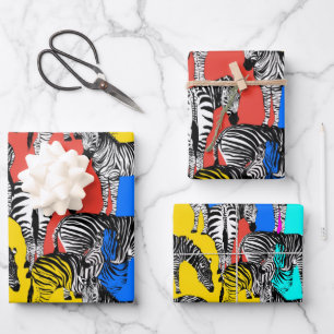 Zebra,colorful pop art,abstract,animals wrapping paper sheets