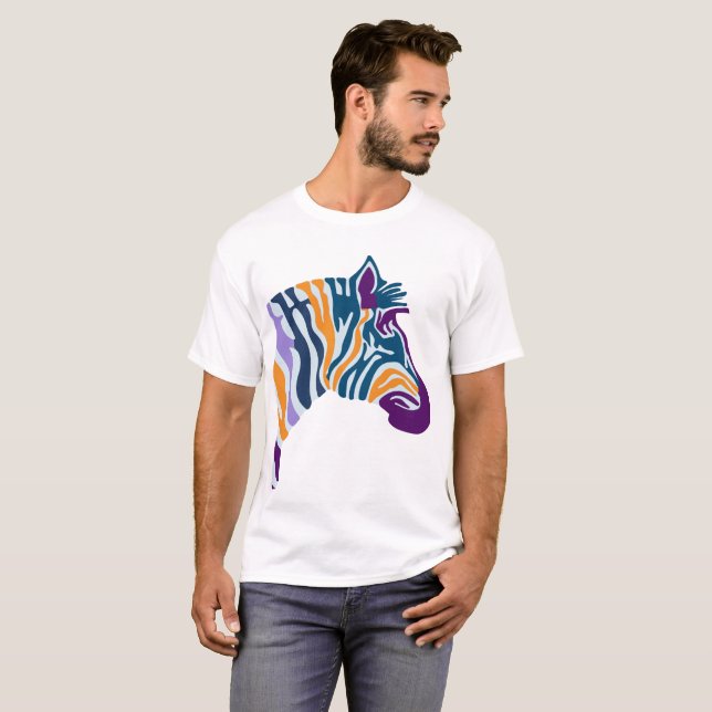 Zebra Colorful Pop Art T-Shirt (Front Full)