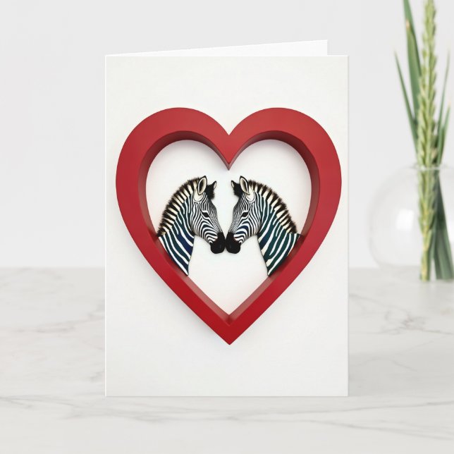 Zebra Couple Love Heart Card (Front)