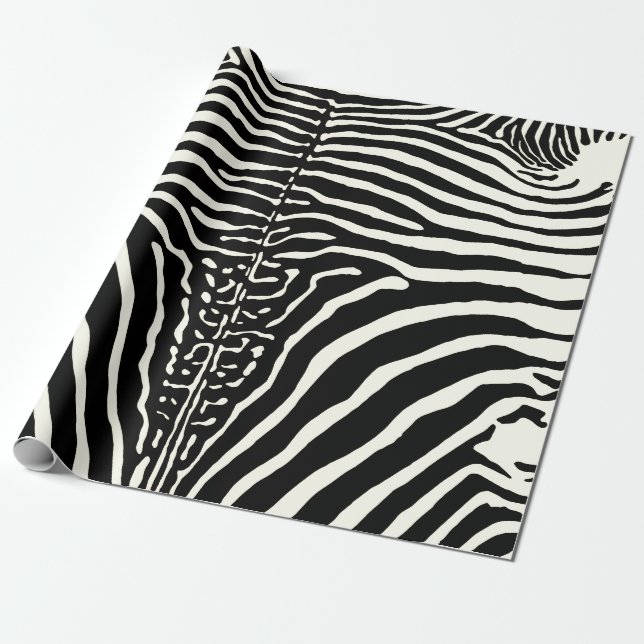 Zebra Cowhide Print black and white wrapping paper (Unrolled)