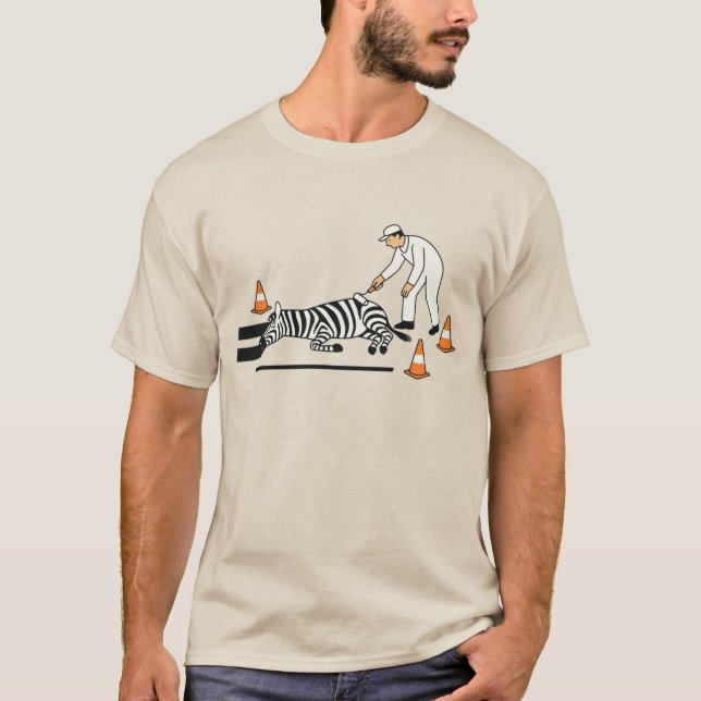 Zebra Crossing – Minimalist Surreal Street Art T-Shirt (Front)