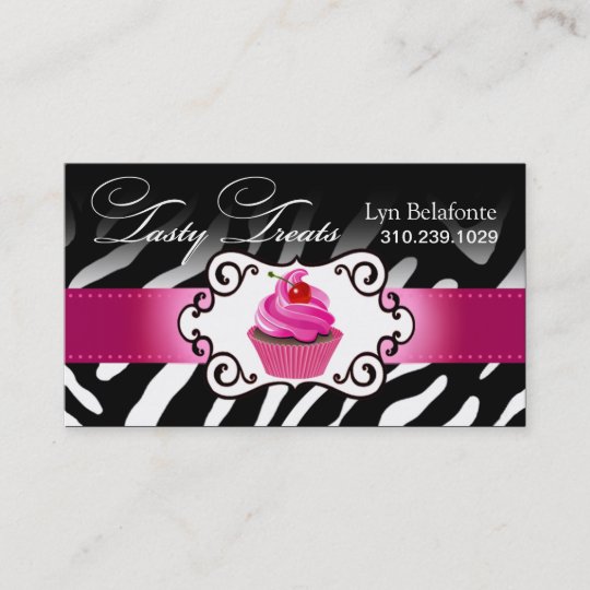 Zebra Cupcake Frame "Tasty Treats" fuschia Business Card | Zazzle.com